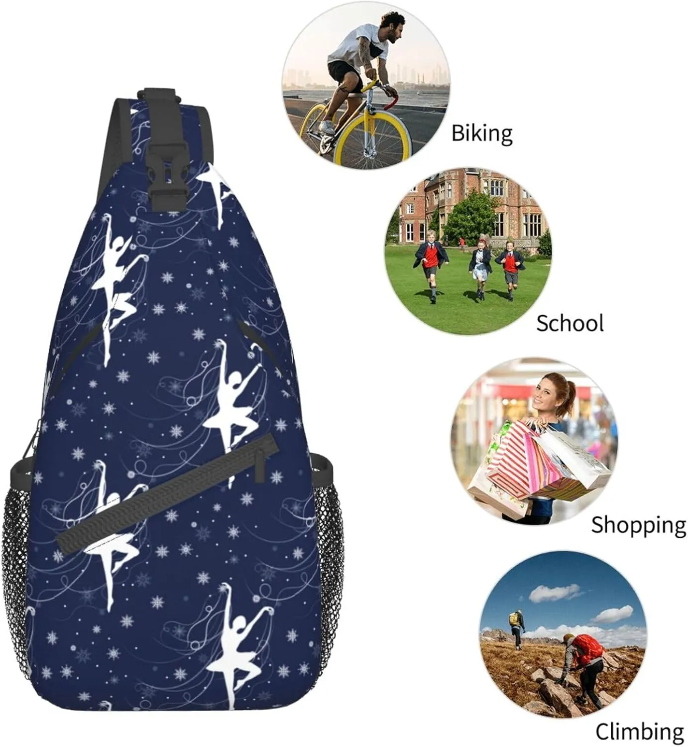 Ballerina Crossbody Bag Dancer Shoulder Bag Backpack Ballet Sling Bag Chest Casual Daypack for Outdoor