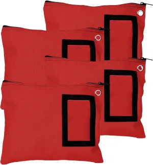 BankSupplies Canvas Zipper Bags | 12W x 9H | Set of 4 | Large Storage Bags | Grommet for Zip Tie & Padlock | 5W x 3H Framed Cardholder | Zipper Closure | Bank Bags