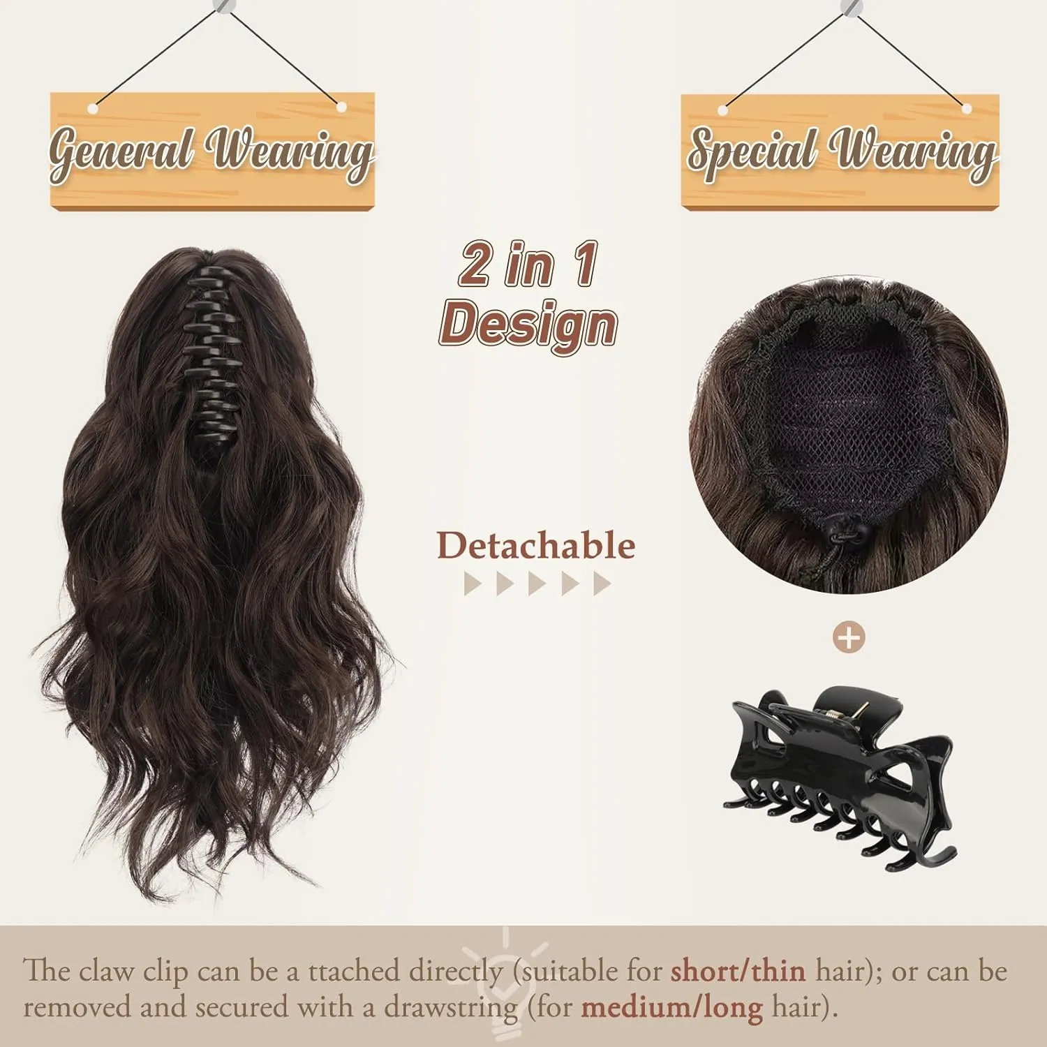 BARSDAR Red Ponytail Extensions - Short Wavy Claw Clip in Ponytail Hair Extensions for Women - 14 Inch Synthetic Claw Clip in Pony Tails Hairpieces - Dark Burgundy