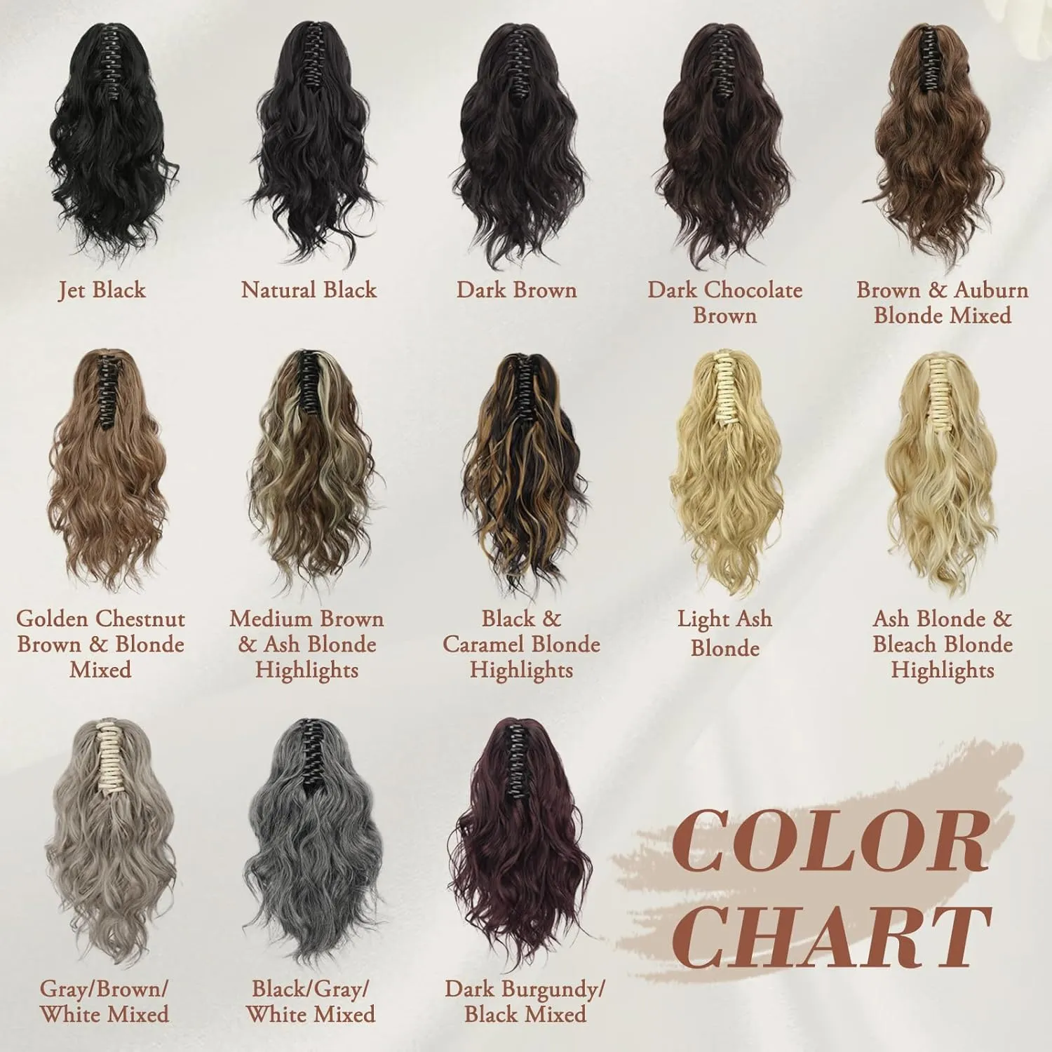 BARSDAR Red Ponytail Extensions - Short Wavy Claw Clip in Ponytail Hair Extensions for Women - 14 Inch Synthetic Claw Clip in Pony Tails Hairpieces - Dark Burgundy