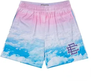 Basketball Shorts Breathable Fashion Mesh Print Shorts Drawstring Sports Running Beach Short Pants