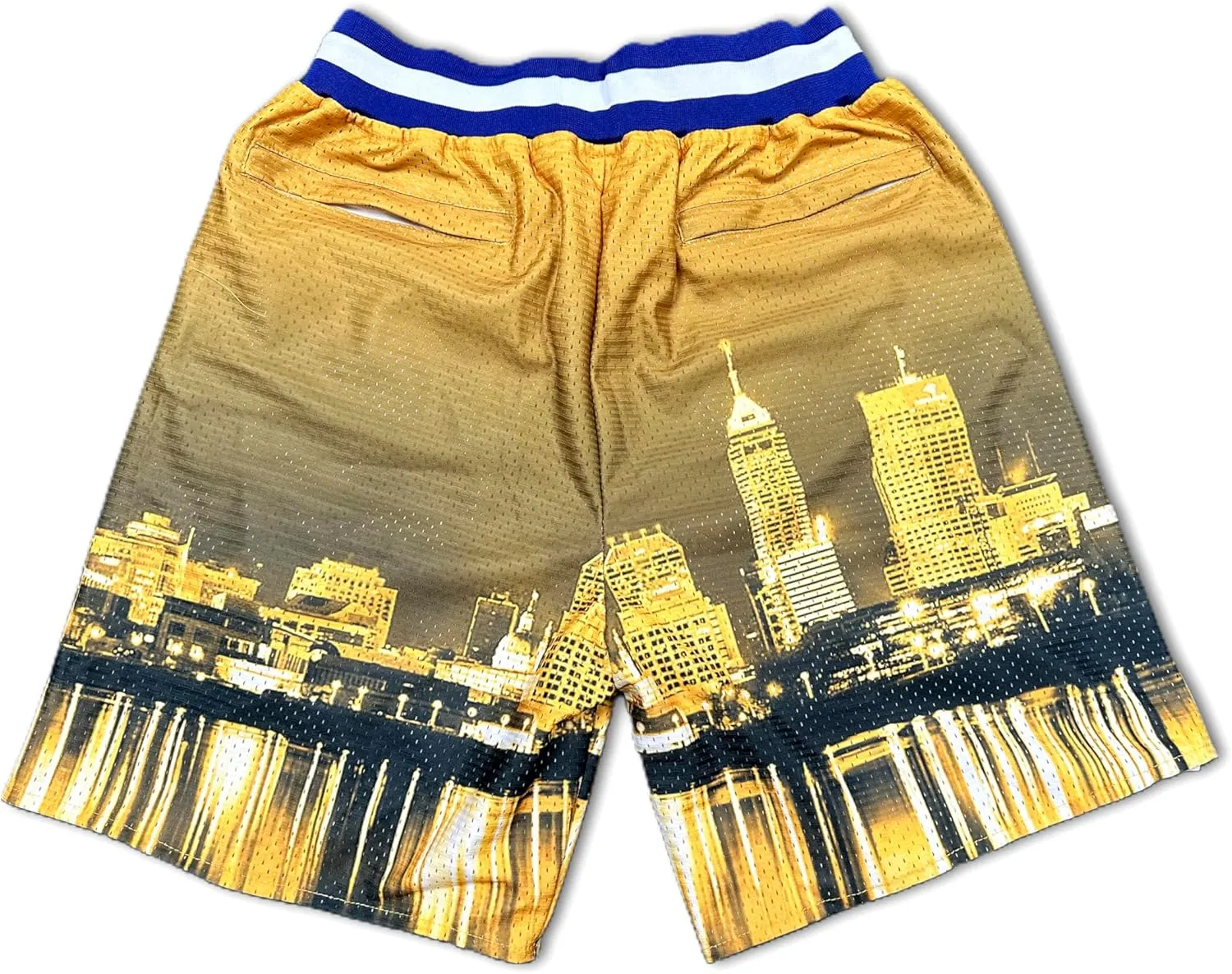 Basketball Shorts City Skyline Night View Zipper Pockets Quick Drying Trunks Fashion Hip-hop Gift for Men Gym Running