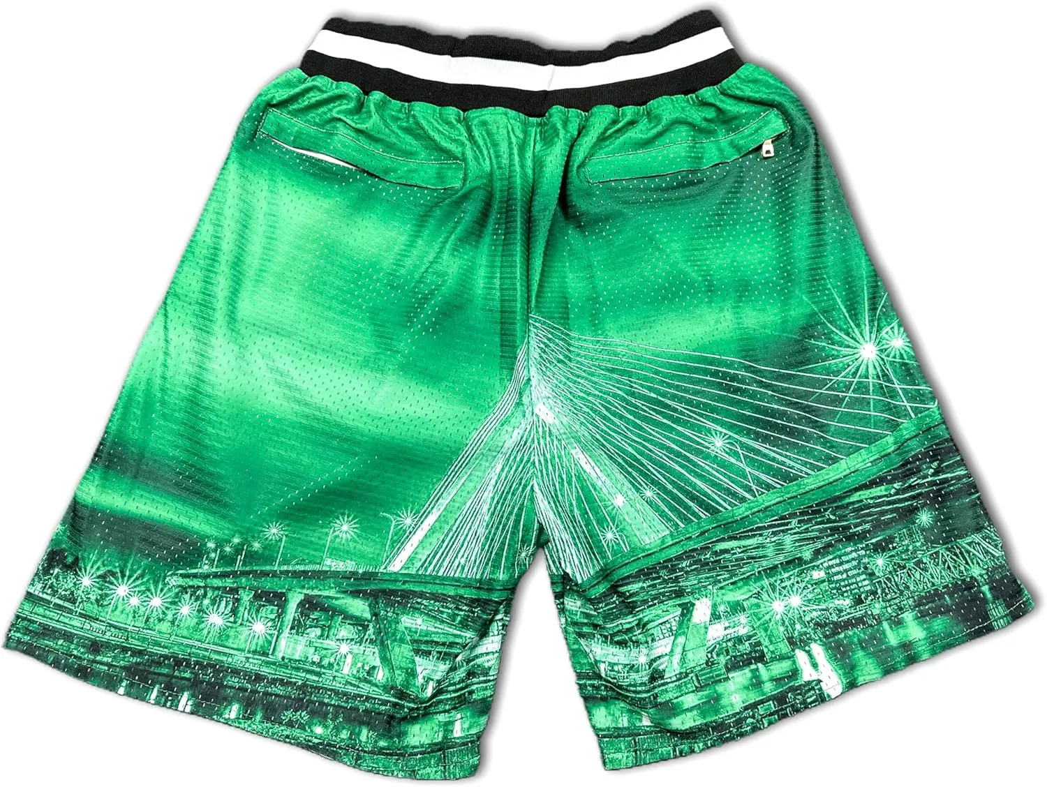 Basketball Shorts City Skyline Night View Zipper Pockets Quick Drying Trunks Fashion Hip-hop Gift for Men Gym Running