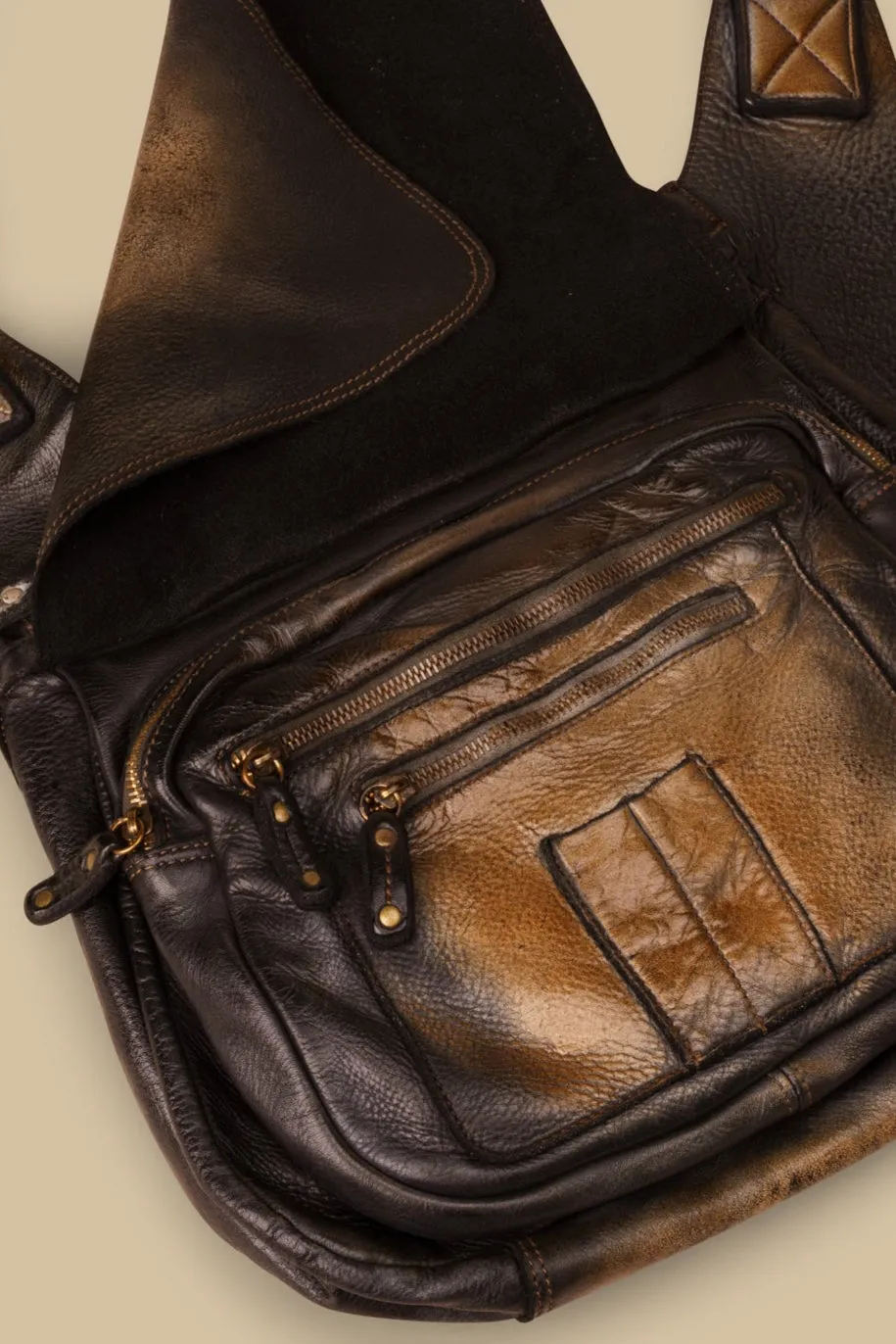 BAYSIDE84 Crossbody Saddle Bag - Black Vintage - Mens