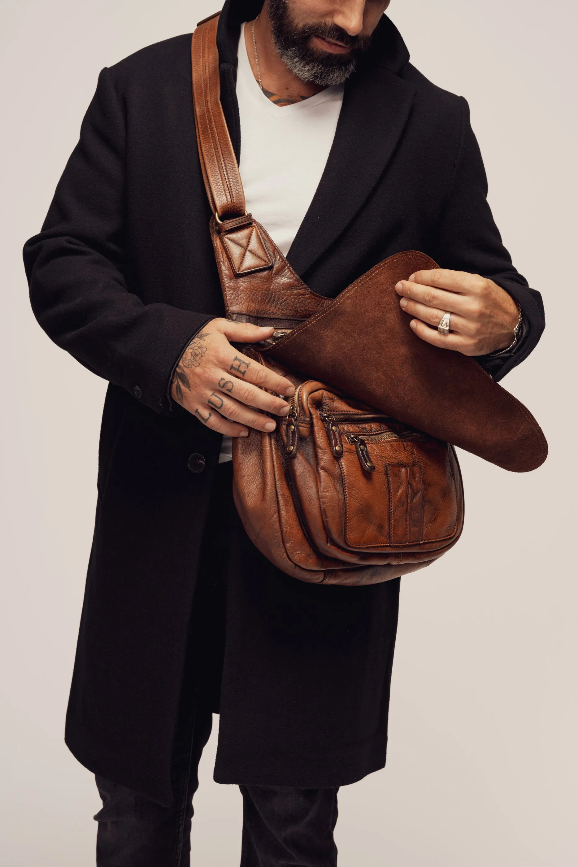 BAYSIDE84 Crossbody Saddle Bag - Cigar Brown - Men's