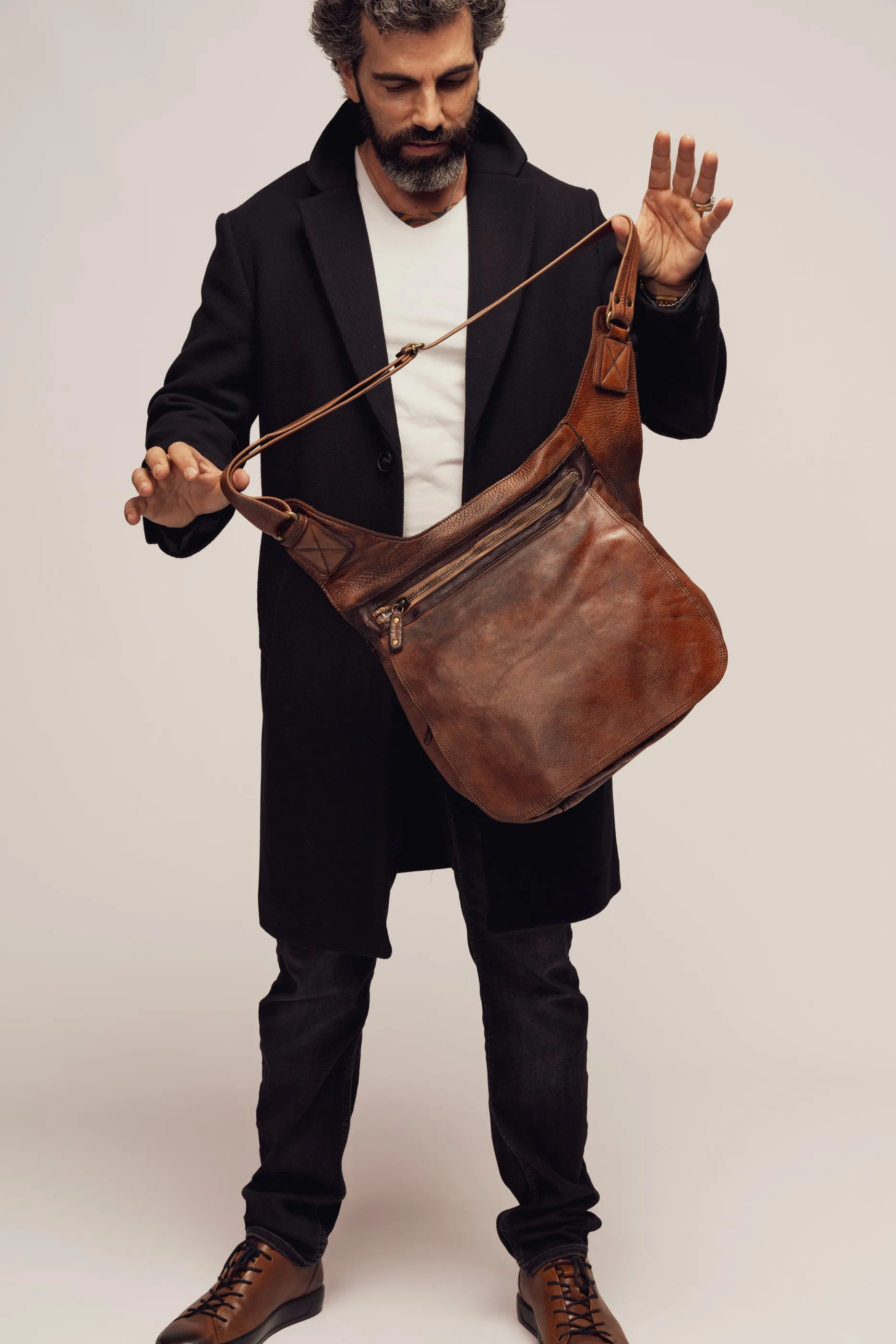BAYSIDE84 Crossbody Saddle Bag - Cigar Brown - Men's