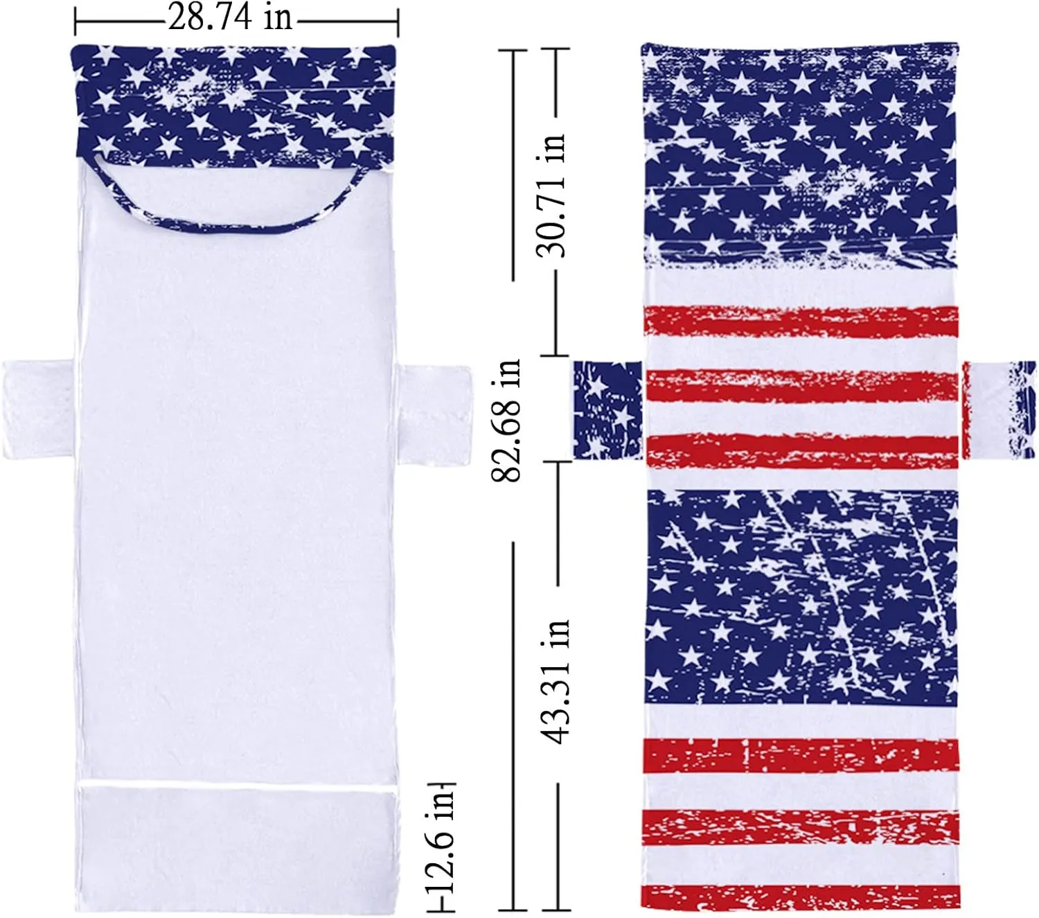 Beach Chair Cover with Side Pockets, Chaise Lounge Chair Towel Cover for Sun Lounger Pool Sunbathing Garden Beach Hotel Indoor/Outdoor, Patriotic Chair Cover Towel (C)