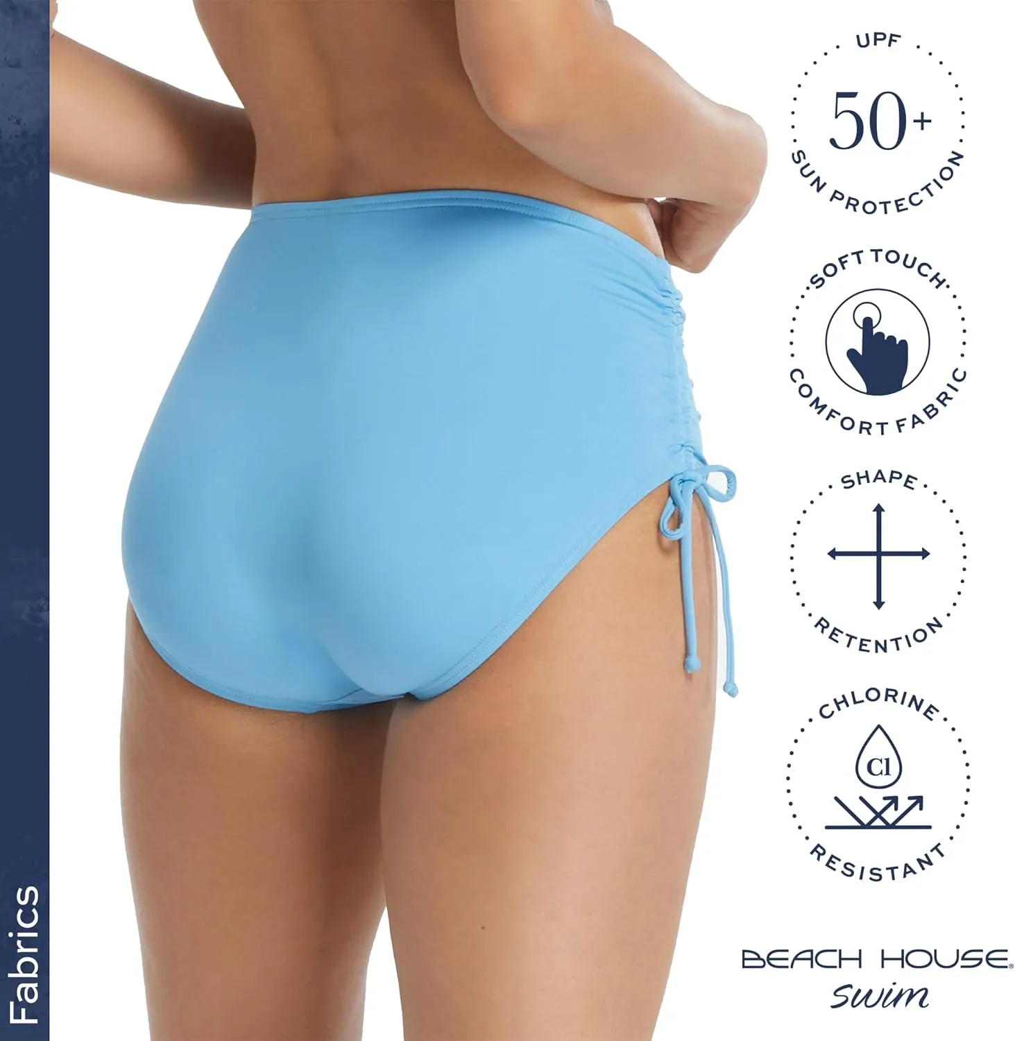 BEACH HOUSE Hayden Side Tie Bikini Swim Bottom — Modest High Waisted Full Coverage Bathing Suit