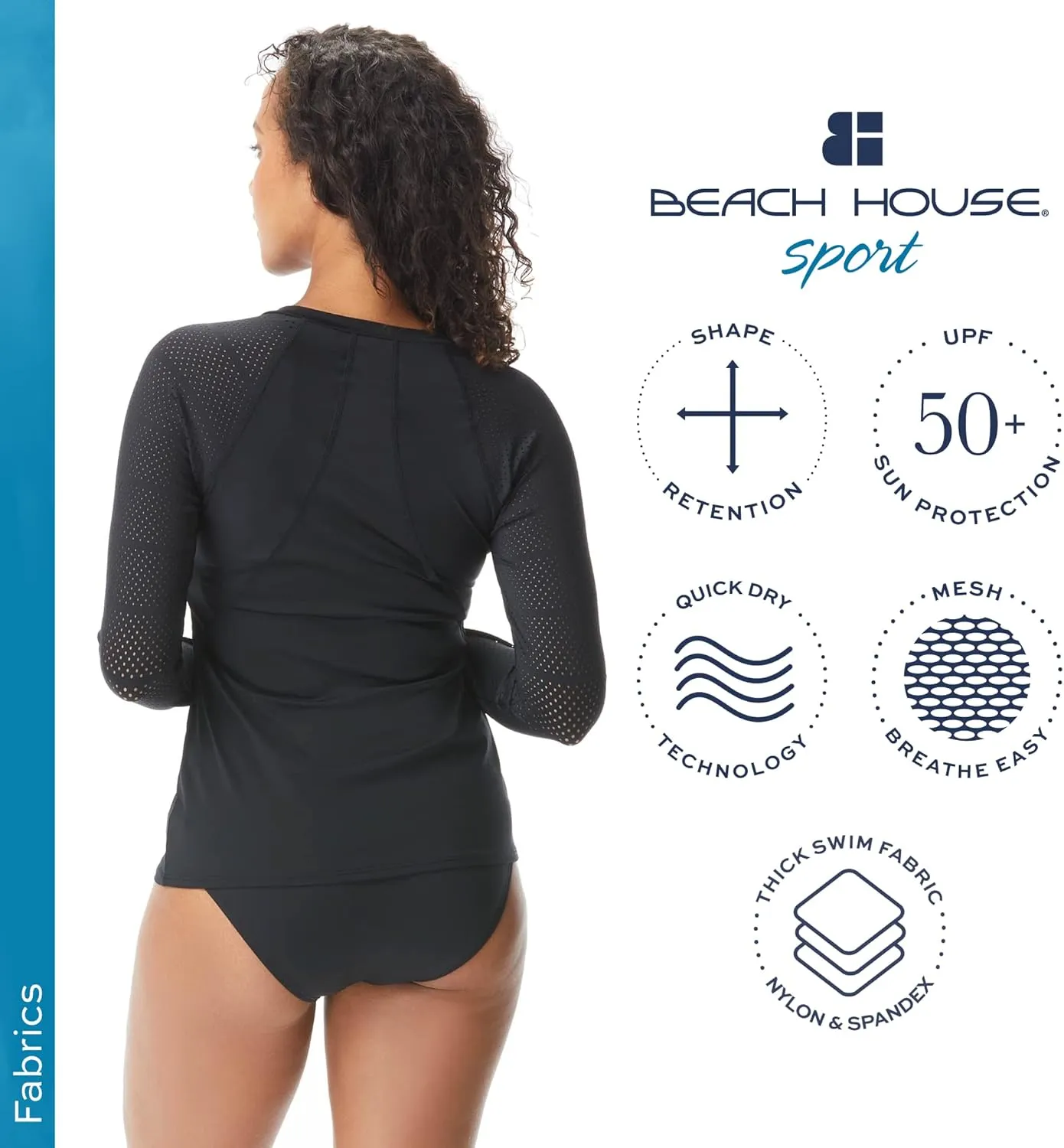 BEACH HOUSE Sport Ava Long Sleeve Rash Guard for Women - Swimsuit Top Cover Up with UPF 50 Plus Protection