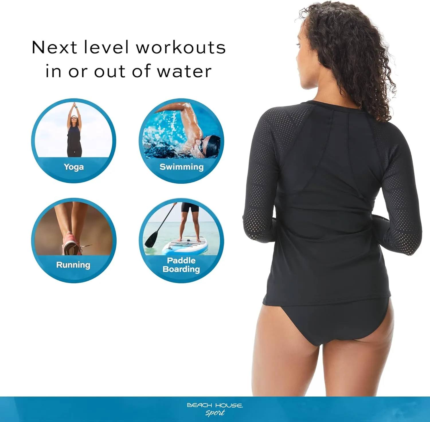 BEACH HOUSE Sport Ava Long Sleeve Rash Guard for Women - Swimsuit Top Cover Up with UPF 50 Plus Protection