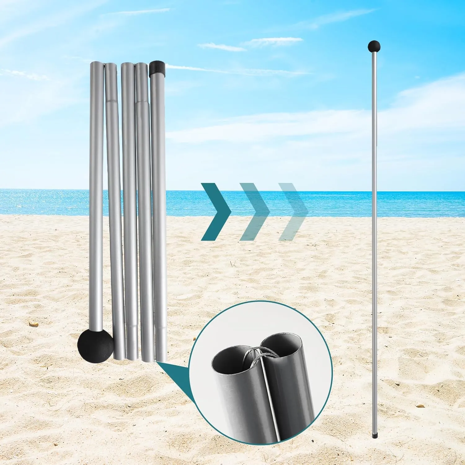 Beach Tent Sun Shelter - UPF50  UV Protection 9.8 x 6.5 Ft Beach Canopy with Sandbags, Poles, Grond Pegs and Anti-Wind Ropes for Outdoor Fun