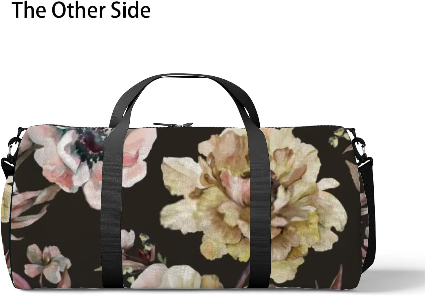 Beautiful Peony Anemone Flowers with Leaves Sports Duffel Bag Travel Gym Tote Bags Lightweight Durable Shoulder Strap Waterproof Polyester Outside Mesh Pocket Overnight Trip Duffel Bag for Women Men