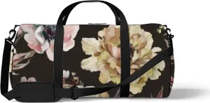 Beautiful Peony Anemone Flowers with Leaves Sports Duffel Bag Travel Gym Tote Bags Lightweight Durable Shoulder Strap Waterproof Polyester Outside Mesh Pocket Overnight Trip Duffel Bag for Women Men