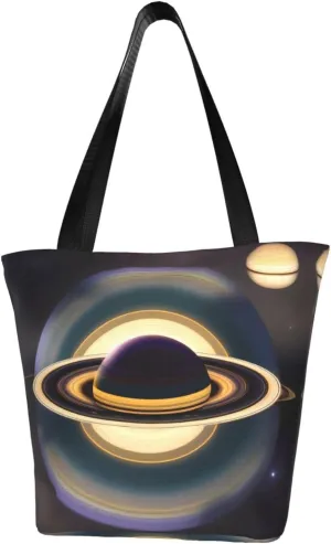 Beautiful Saturn Classic Printed Design,Large-Capacity Lightweight Quilted Handbag,Suitable For Shopping,Fitness,Fashionable And Easy To Match Life