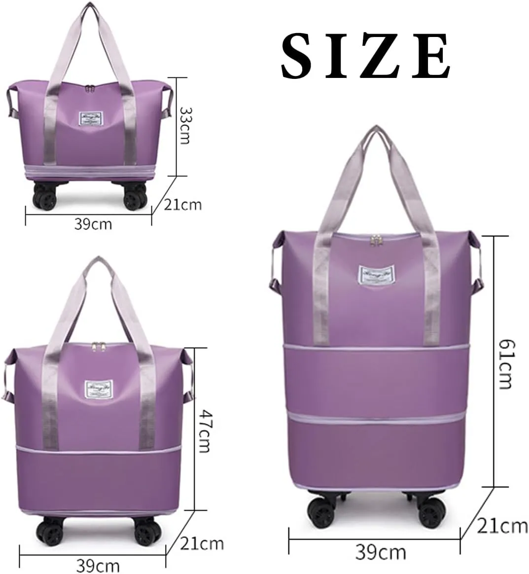Beente Travel Bag With Wheels - 2025 New Large Capacity Travel Bag - Universal Wheel Removable,Duffle Bag for Travel with Wheels (Purple)