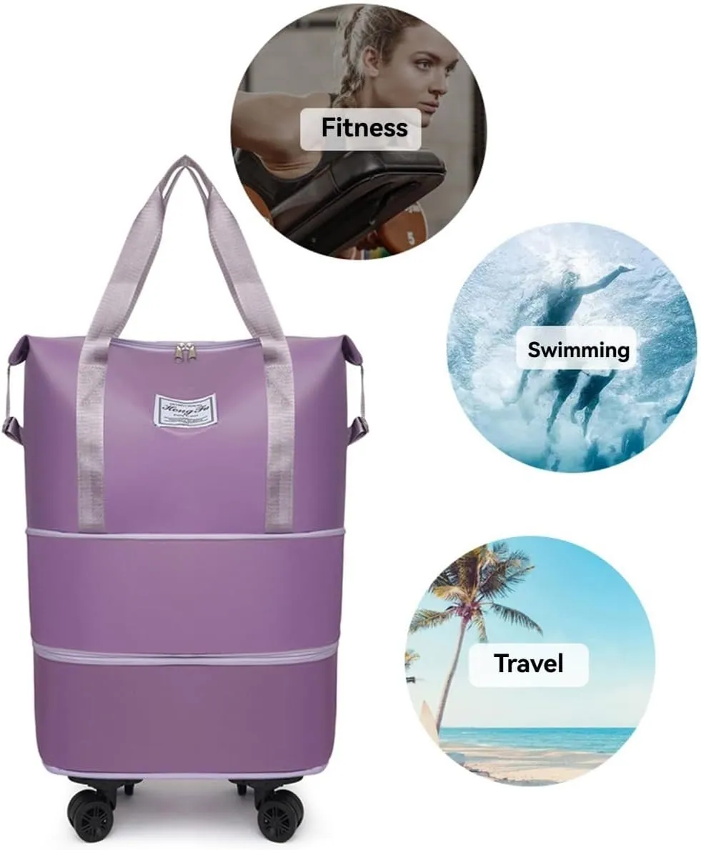 Beente Travel Bag With Wheels - 2025 New Large Capacity Travel Bag - Universal Wheel Removable,Duffle Bag for Travel with Wheels (Purple)