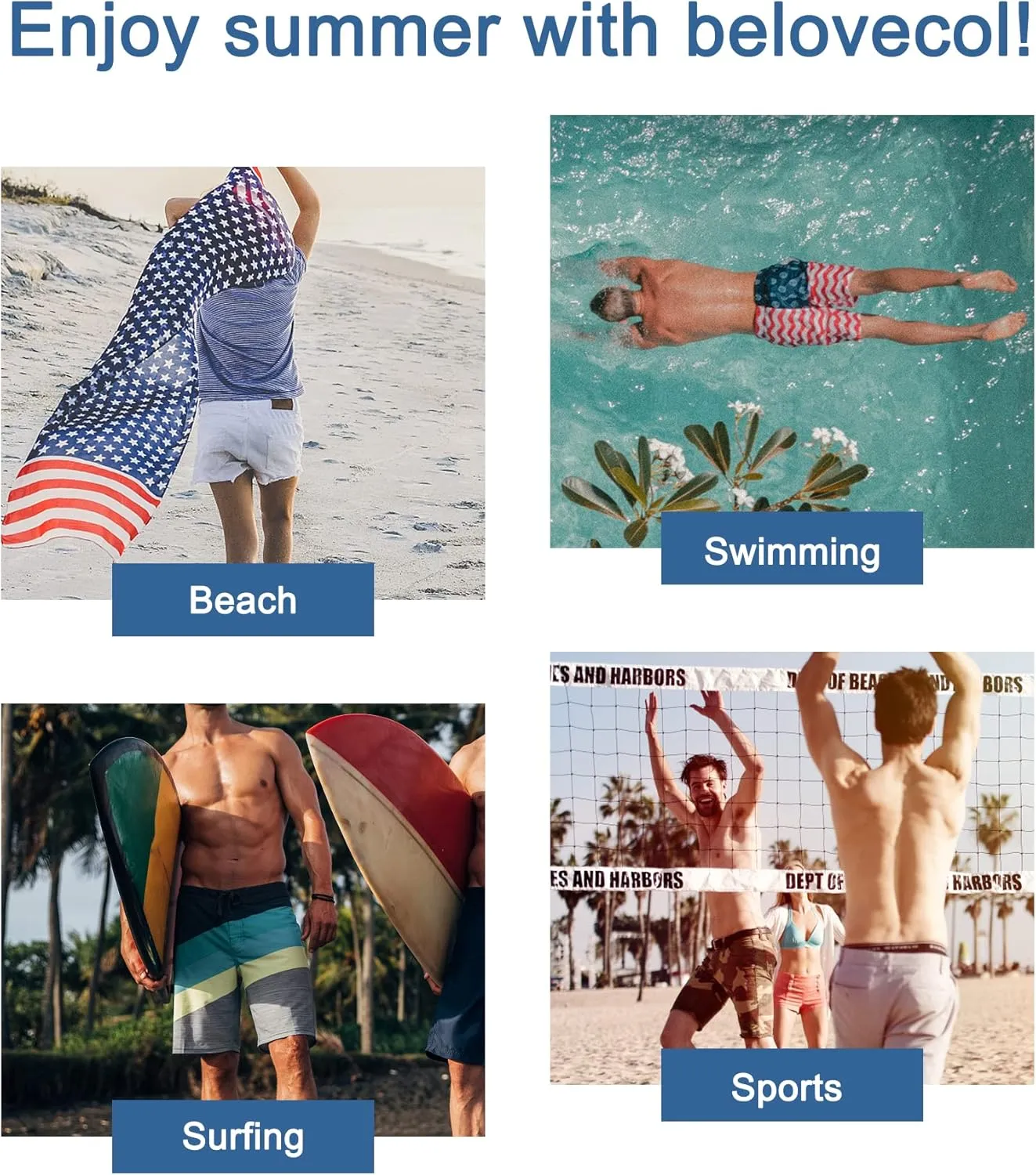 Belovecol Mens Swim Trunks Summer Cool Quick Dry Board Shorts Bathing Suit with Side Pockets Mesh Lining S-3XL