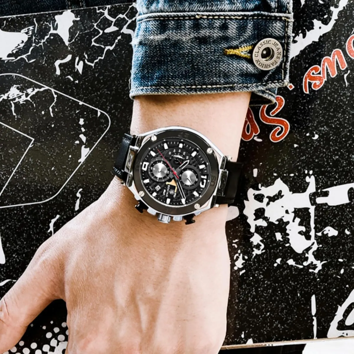 BENYAR Mens Watches Chronograph Date Waterproof Sports Watches Leather Strap Business Wrist Watches