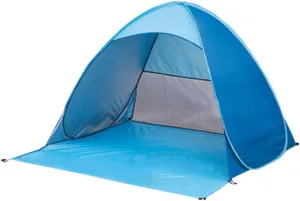BESPORTBLE Portable Instant Beach Tent Automatic Pop Up Sun Shelter Design UV Protection Easy Setup for Camping Outdoor Fun Person Capacity Blue