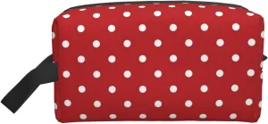Big White Dot Print Travel Toiletry Organizer Bag, Cosmetic & Storage Pouch For Travel And Daily Use