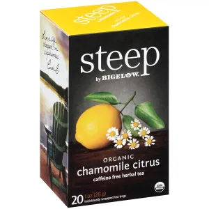 Bigelow Tea steep Organic Chamomile Citrus Caffeine Free Herbal Tea Bags, 20 Count, Pack of 6