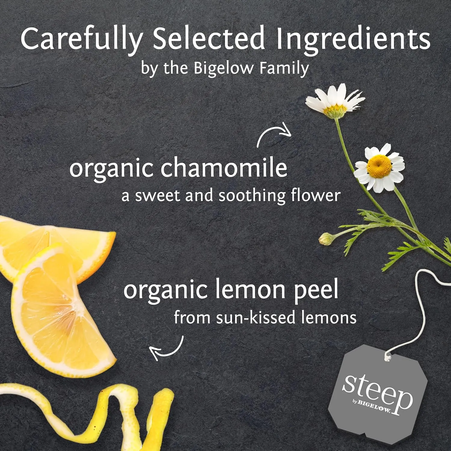 Bigelow Tea steep Organic Chamomile Citrus Caffeine Free Herbal Tea Bags, 20 Count, Pack of 6
