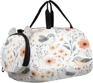 Bird Youth Sports & Travel Duffle Bag with Shoe Compartment,Waterproof Gym Bag for Girls and Boys (Overnight Essentials Organizer)