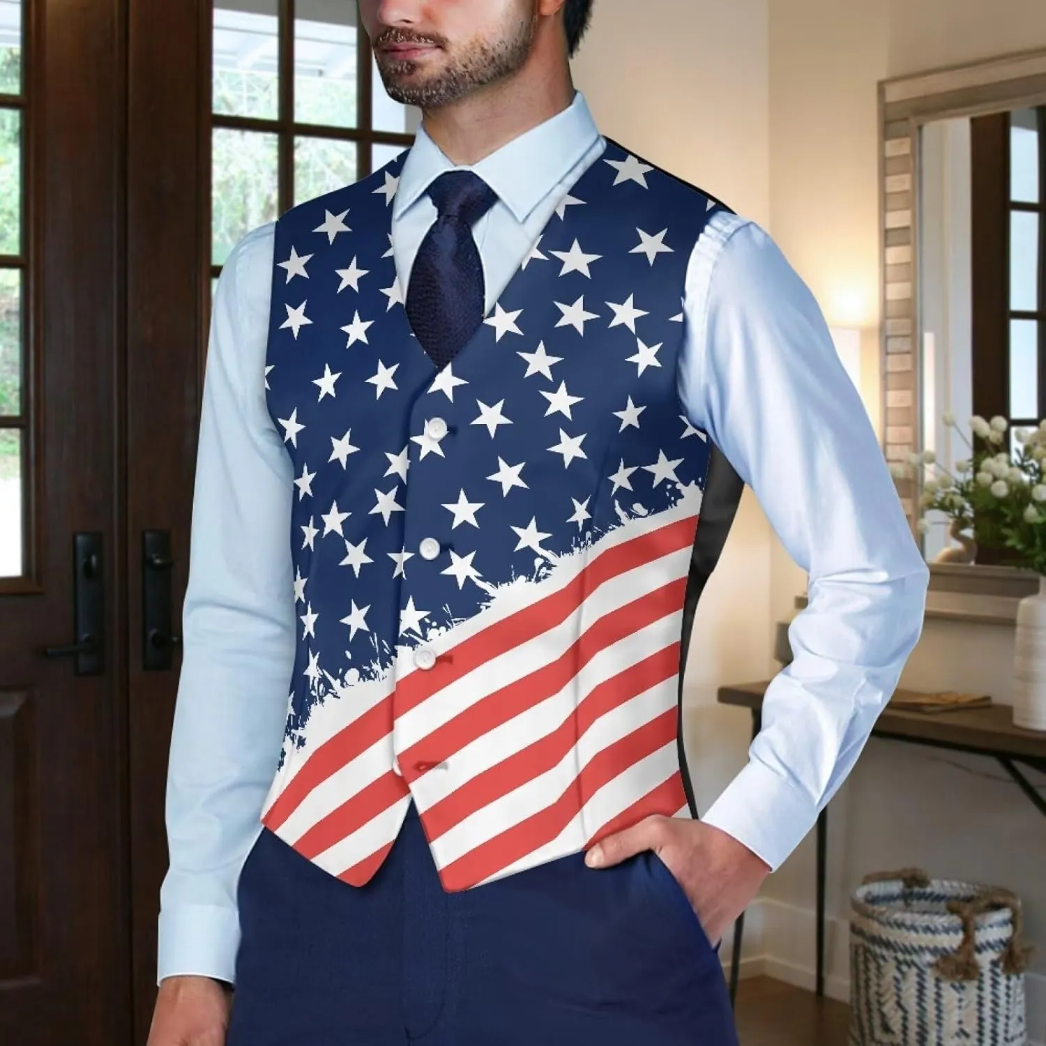 Biyejit Men's Suit Vest Business Formal Dress Waistcoat Slim Fit Vests for Men for Suit or Tuxedo Wedding Dress