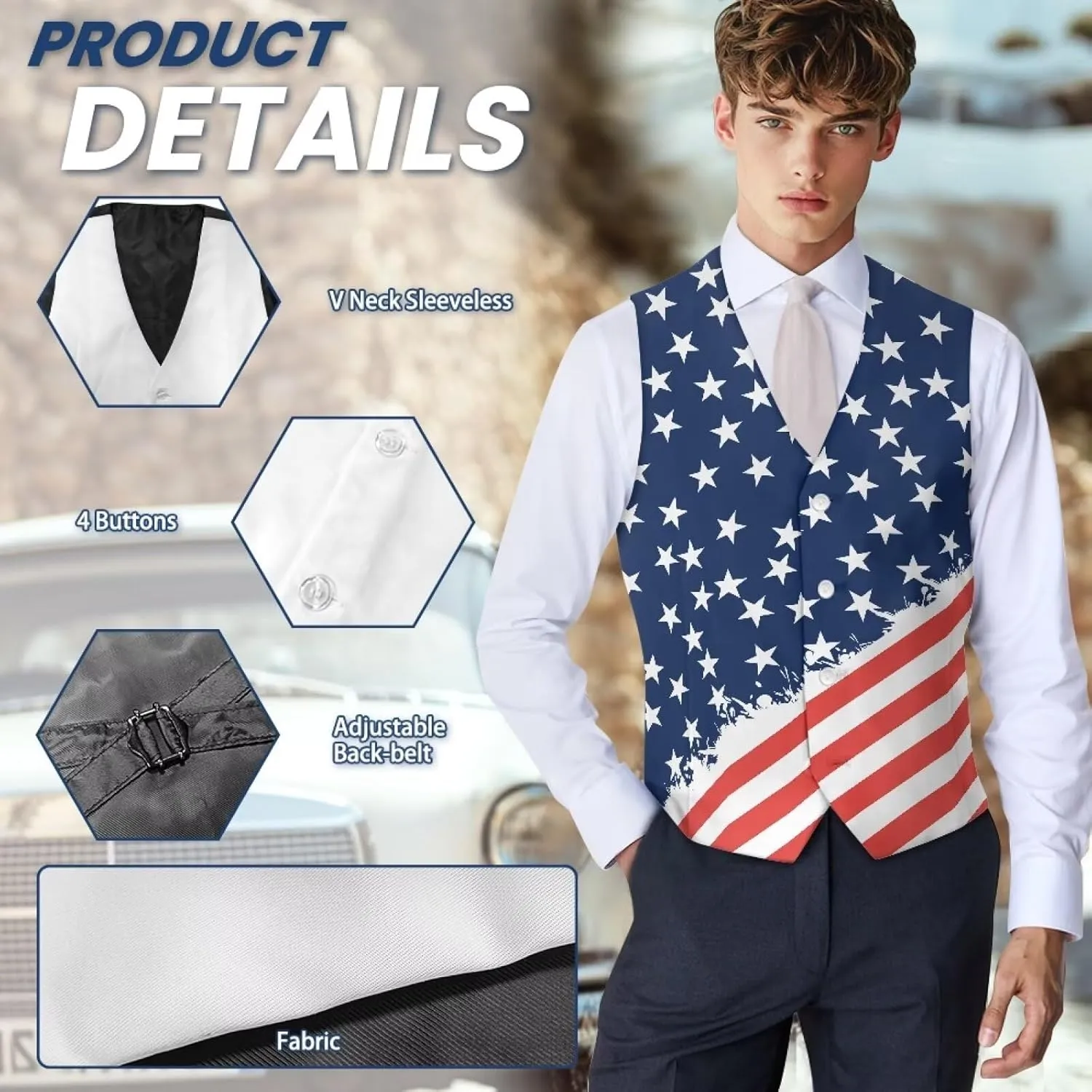 Biyejit Men's Suit Vest Business Formal Dress Waistcoat Slim Fit Vests for Men for Suit or Tuxedo Wedding Dress
