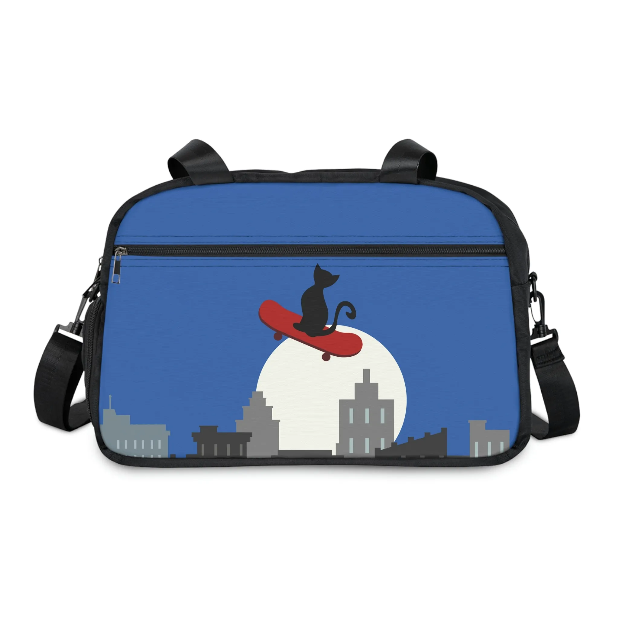 Black Cat on skateboard Fitness Handbag