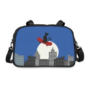 Black Cat on skateboard Fitness Handbag