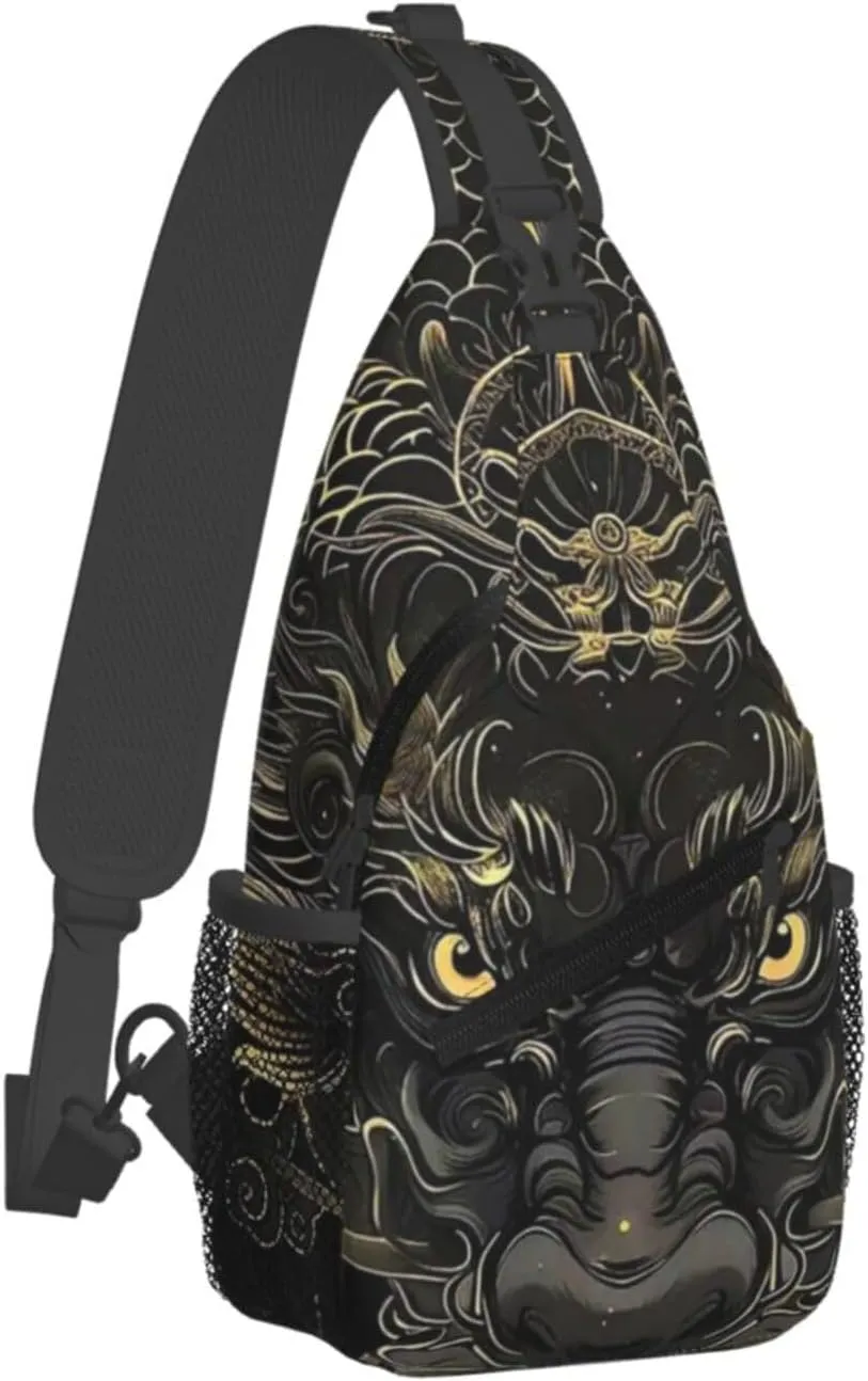 Black Dragon Painting Sling Bag Backpack For Men Cross Chest Bag Crossbody Shoulder Bag Travel Hiking Daypack