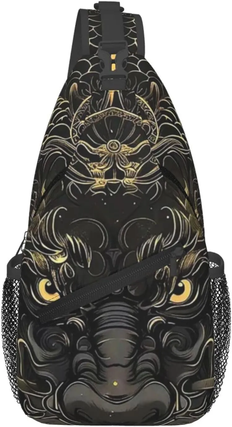 Black Dragon Painting Sling Bag Backpack For Men Cross Chest Bag Crossbody Shoulder Bag Travel Hiking Daypack