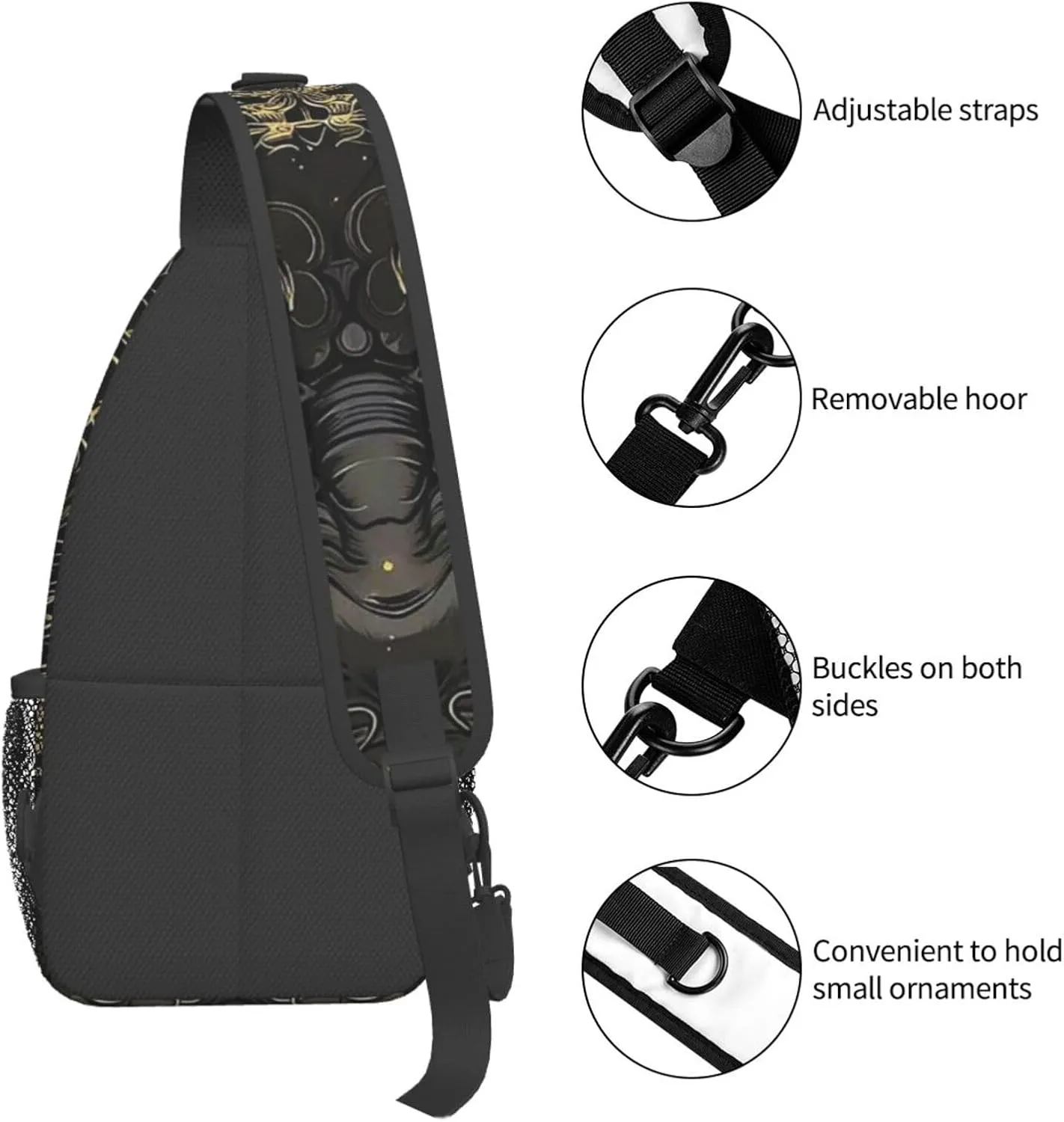Black Dragon Painting Sling Bag Backpack For Men Cross Chest Bag Crossbody Shoulder Bag Travel Hiking Daypack