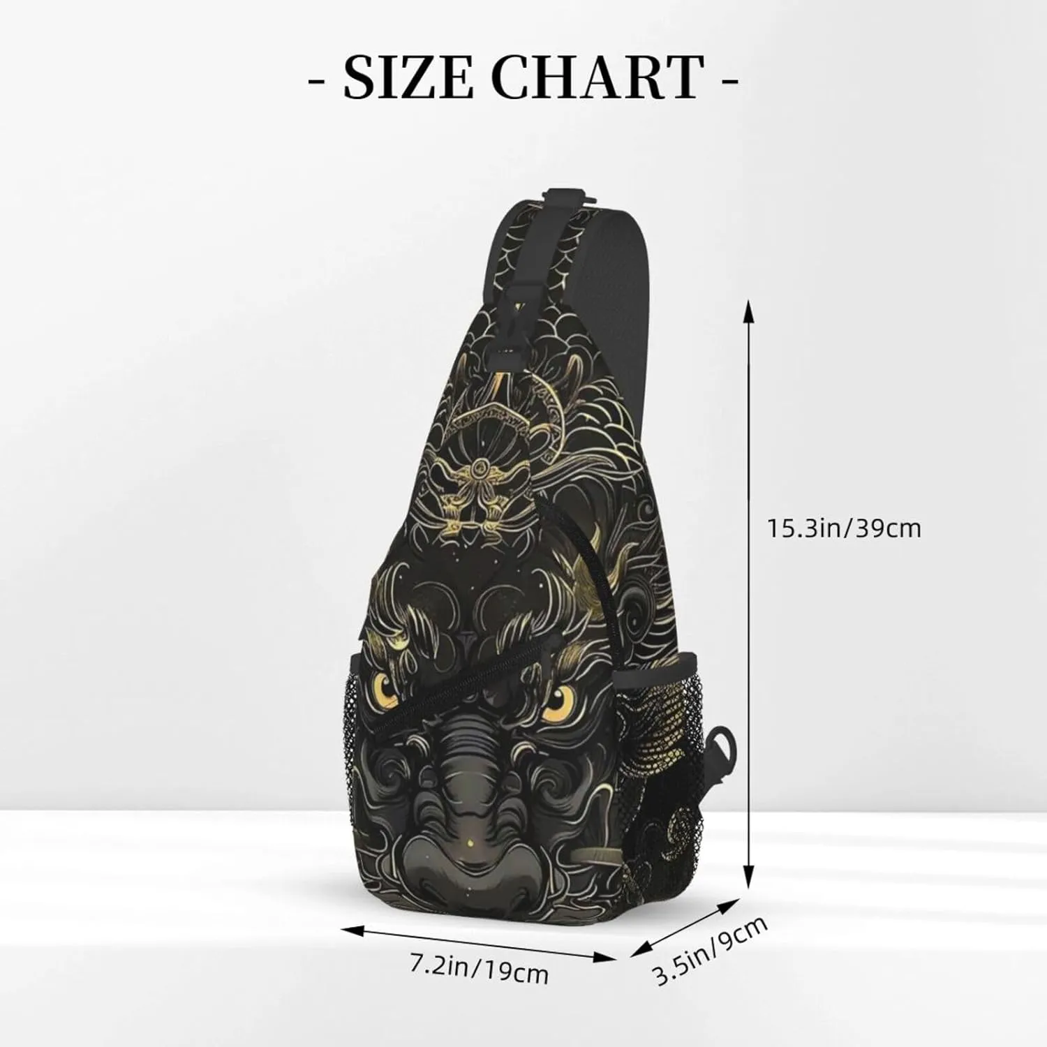 Black Dragon Painting Sling Bag Backpack For Men Cross Chest Bag Crossbody Shoulder Bag Travel Hiking Daypack