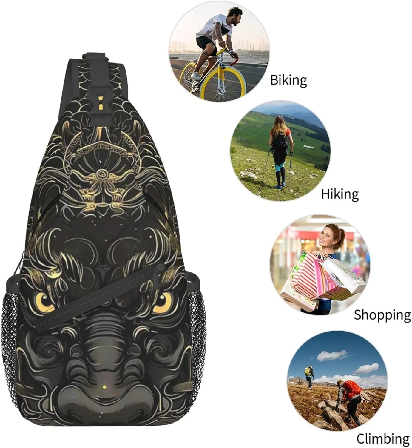 Black Dragon Painting Sling Bag Backpack For Men Cross Chest Bag Crossbody Shoulder Bag Travel Hiking Daypack