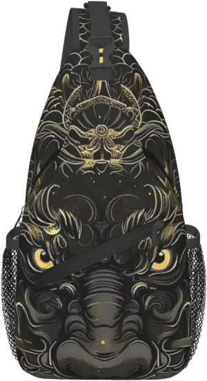 Black Dragon Painting Sling Bag Backpack For Men Cross Chest Bag Crossbody Shoulder Bag Travel Hiking Daypack
