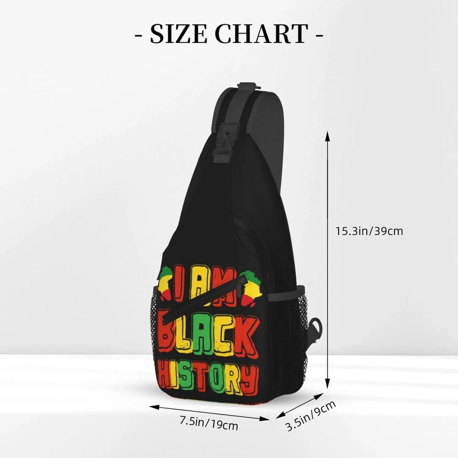 Black Power Hand Symbol Crossbody Bag Adjustable Sling Bag Casual Chest Bags Travel Shoulder Backpack