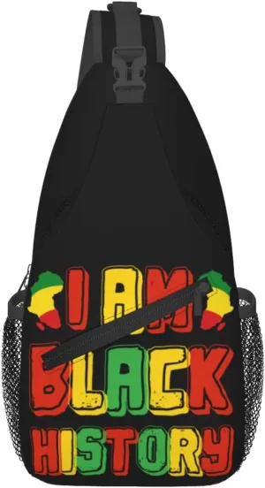 Black Power Hand Symbol Crossbody Bag Adjustable Sling Bag Casual Chest Bags Travel Shoulder Backpack