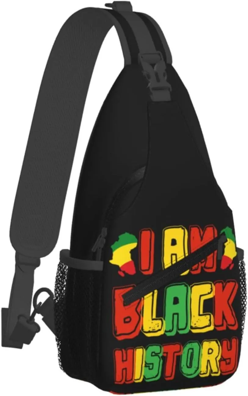Black Power Hand Symbol Crossbody Bag Adjustable Sling Bag Casual Chest Bags Travel Shoulder Backpack
