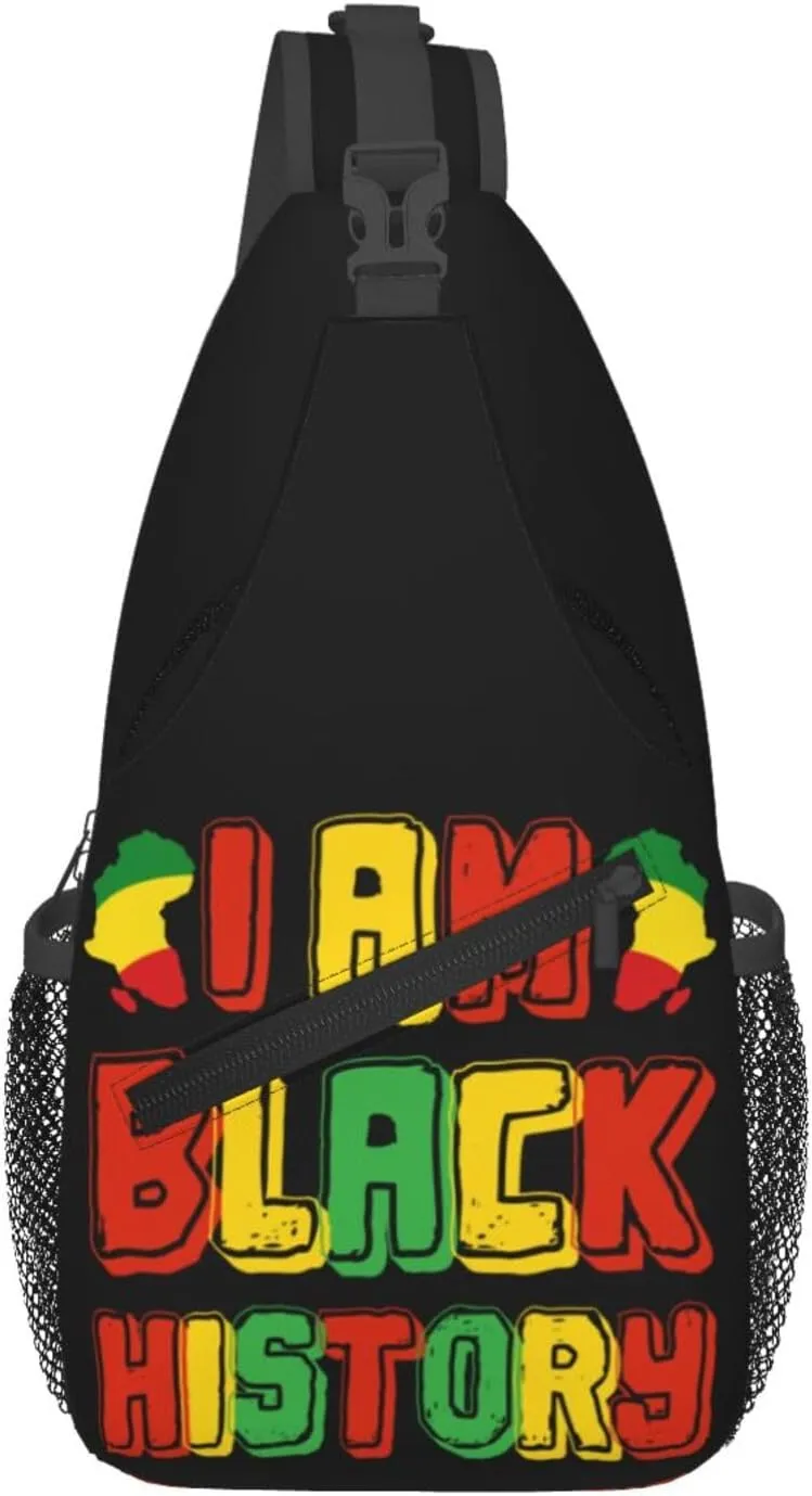 Black Power Hand Symbol Crossbody Bag Adjustable Sling Bag Casual Chest Bags Travel Shoulder Backpack