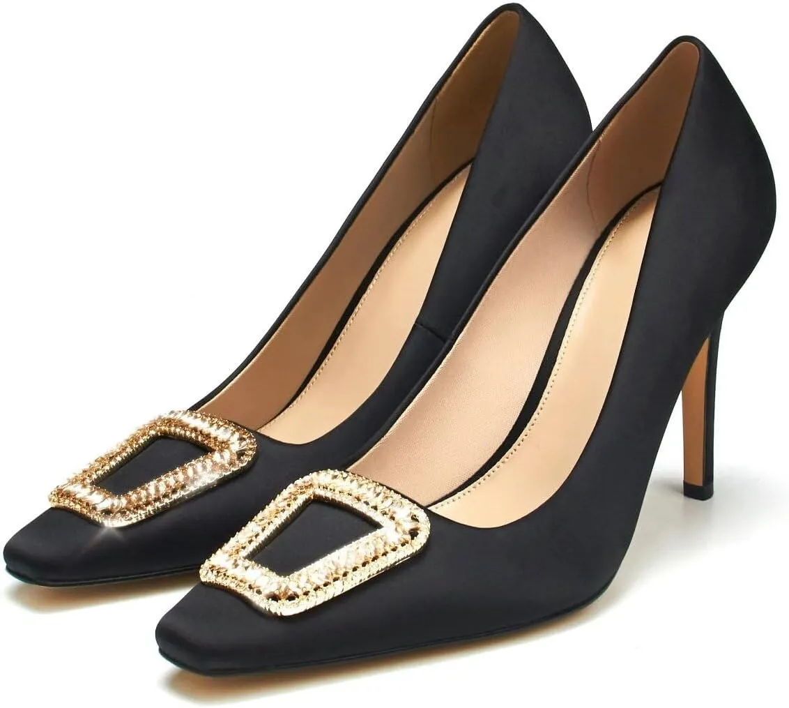 Black Stiletto Heels，Womens Dress Shoes，Pumps Shoes Women,Heels for Women Sexy,4 inch Heel