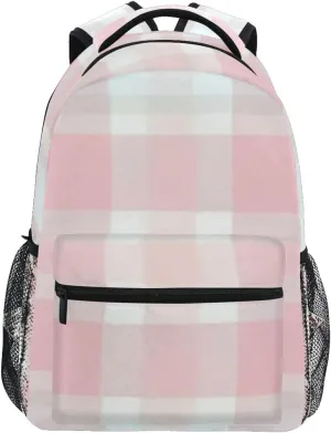 Blue and Peach Check backpacks for kids school with large books bag for 6th grade school boys girls mochilas escolares para adolescentes