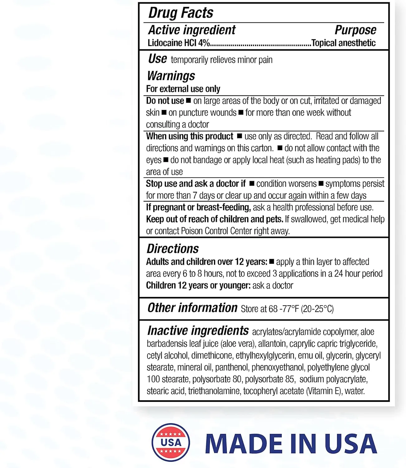 BLUE-EMU Lidocaine Pain Relief Cream for Fast, Numbing Relief, 2.7 Oz, 2 Pack
