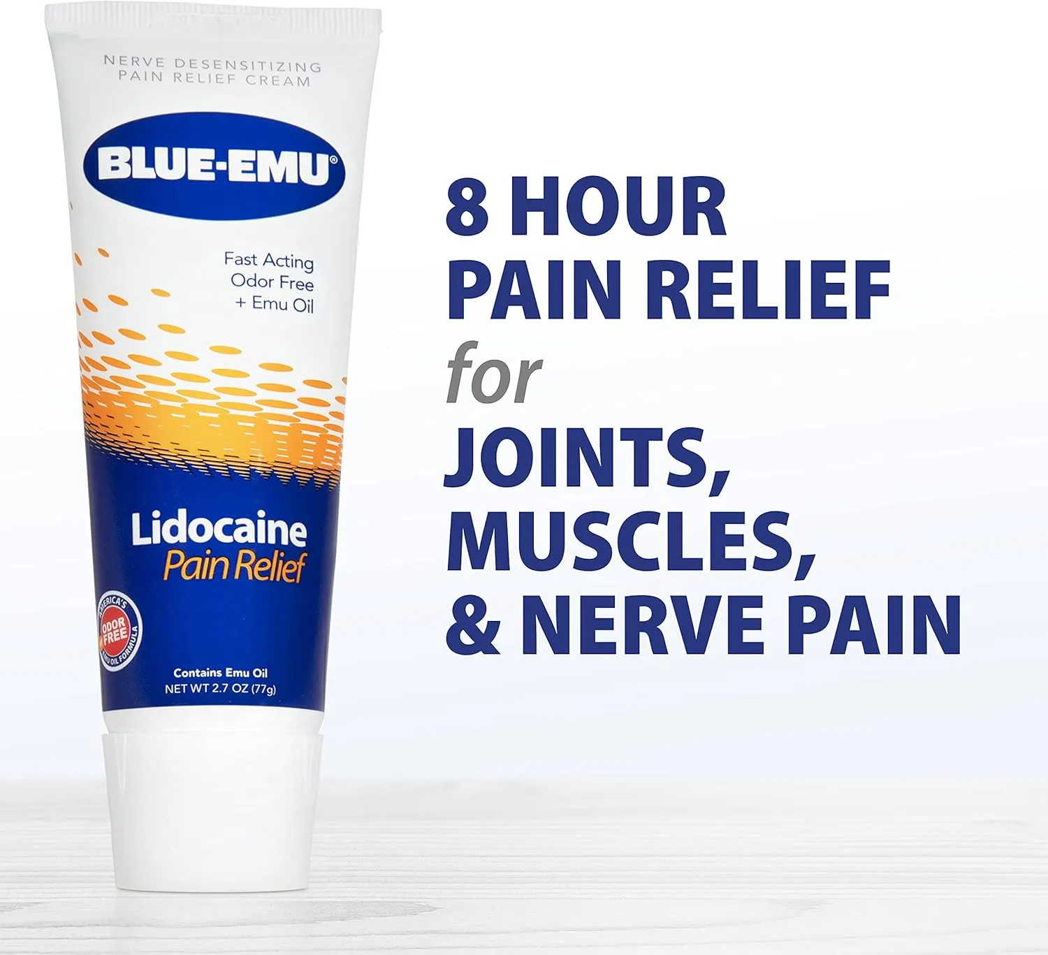 BLUE-EMU Lidocaine Pain Relief Cream for Fast, Numbing Relief, 2.7 Oz, 2 Pack