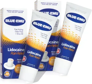 BLUE-EMU Lidocaine Pain Relief Cream for Fast, Numbing Relief, 2.7 Oz, 2 Pack