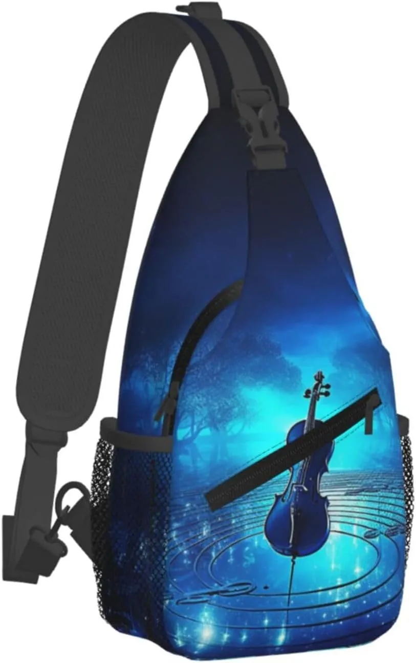 Blue Night Music Sling Bag Backpack For Men Cross Chest Bag Crossbody Shoulder Bag Travel Hiking Daypack