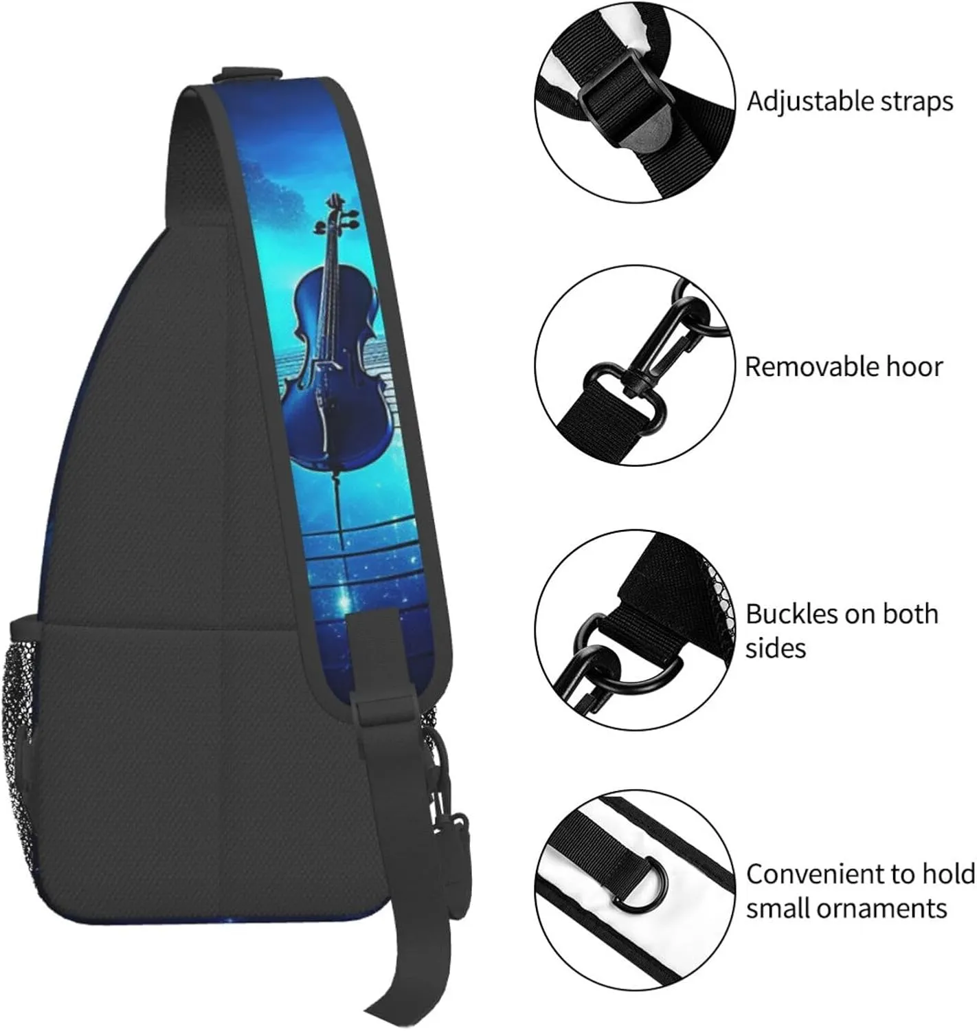 Blue Night Music Sling Bag Backpack For Men Cross Chest Bag Crossbody Shoulder Bag Travel Hiking Daypack