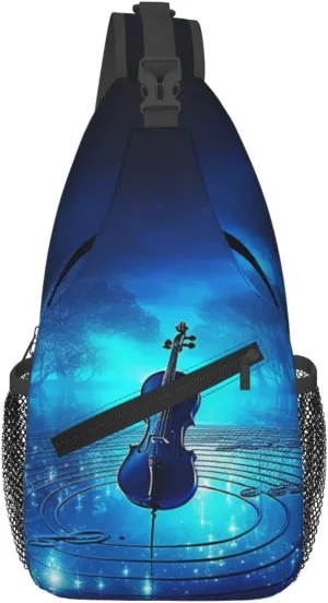 Blue Night Music Sling Bag Backpack For Men Cross Chest Bag Crossbody Shoulder Bag Travel Hiking Daypack