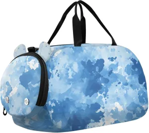 Blue Watercolor Youth Sports Duffel Bag with Ventilated Shoe Compartment|All-Season Lightweight Travel Gym Bag for Girls & Boys|Water-Resistant Gear Bag